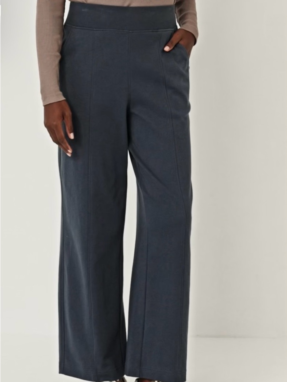 Pact Airplane Pintuck Everyday Wide-Leg Pants in Steel Blue - Picture 4 of 10
